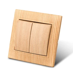 WESA Wood Wall Light Switch Classic Flame Retardant Plastic Panel 1 Gang 1 Way On / Off Rocker Switch 16A AC 250V 86mm*86mm