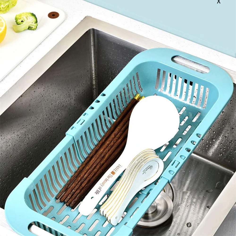 Bowl And Chopsticks Storage Rack Lengthening Draining Fashion Color Adjustable Save Space Extensible Efficient Telescopic Sink