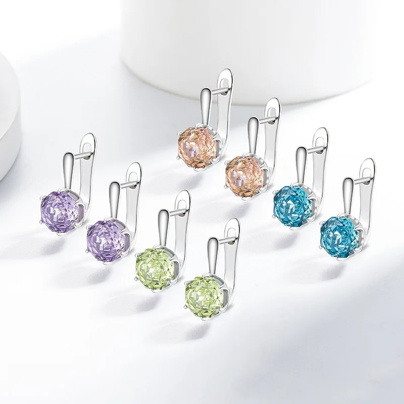 925 Sterling Silber Stilvolle Einfache Rosenschliff Hochkarätige Diamant-Damenohrringe Ohrclips Geburtstagsgeschenk – Detail 3