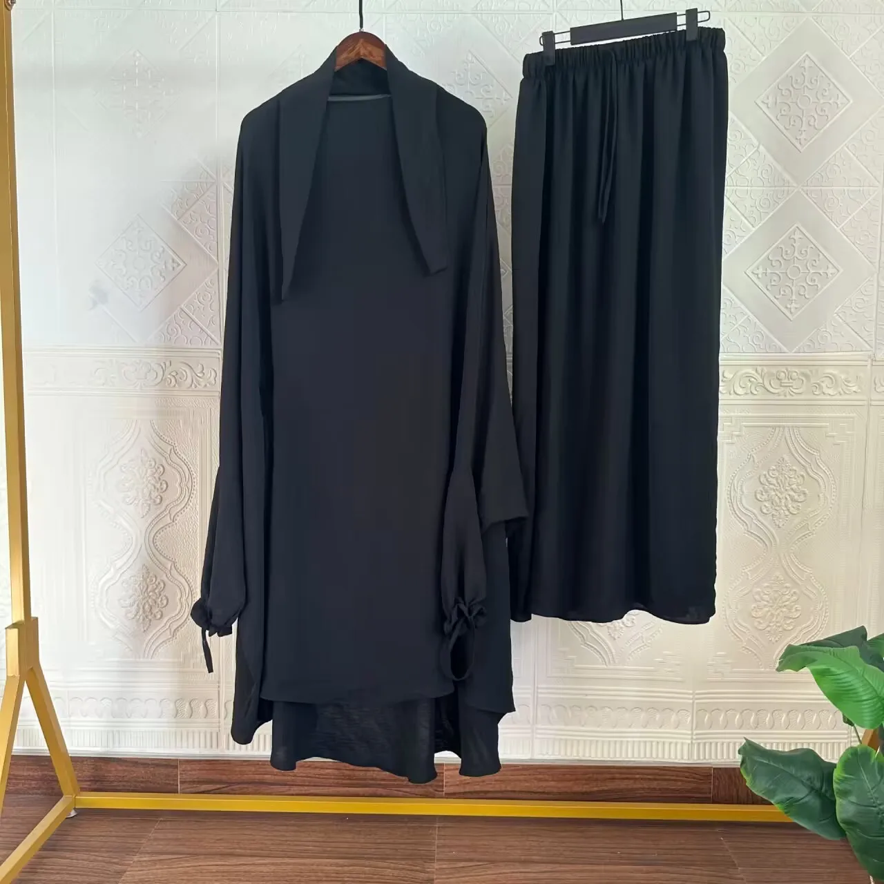 Abaya Khimar Set 2 Piece Prayer Clothes Women Hijab Long Sleeve Dress Dubai Islam Muslim Outfit Ramadan Eid