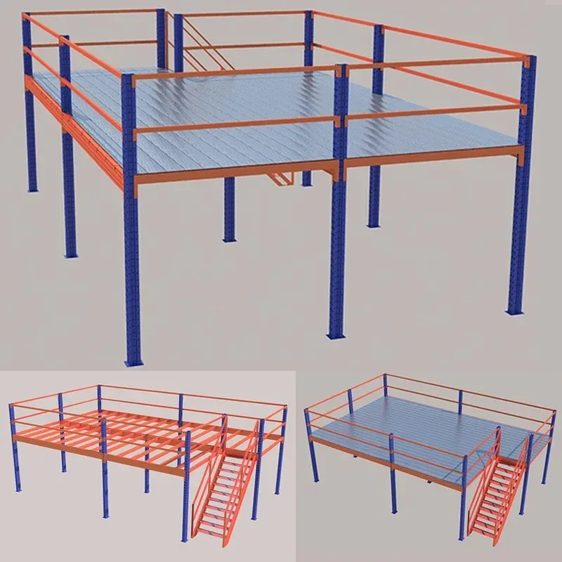 Hot Mezzanine Floor Attic Loft Storage Rack Industrial Metal Stairs for Racking Rack Shelf Shelves