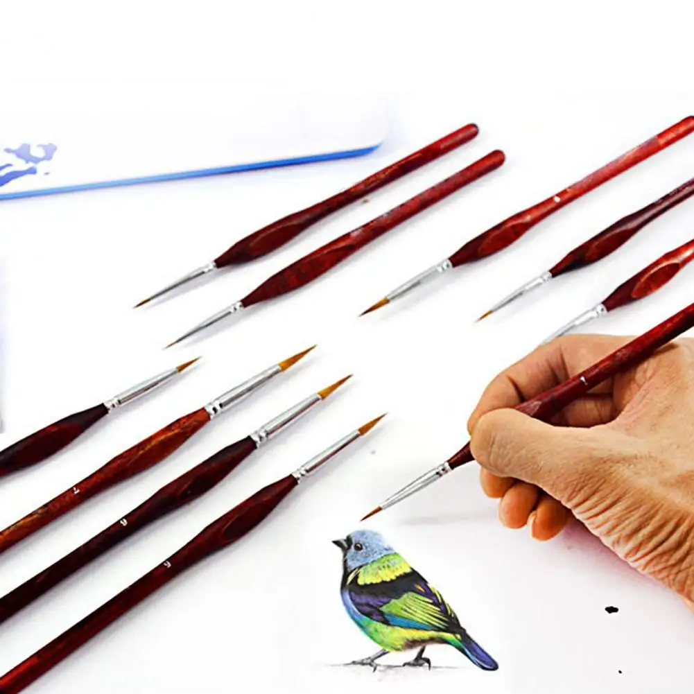 Ambachtelijke Borstelset Professionele Miniatuur Verfborstelsets Voor Beginners, Zachte Borstelharen, Natuurlijke Houten Handvatten Voor Precieze