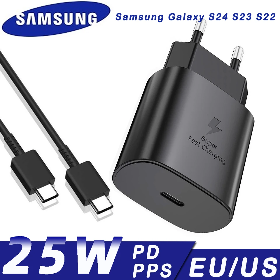 Samsung 25W Charger Usb Type C PD Power Adapter Quick Fast Charging Cable Samsung Galaxy M34 5G M54 M53 M33 M23 M52 M22 Phones