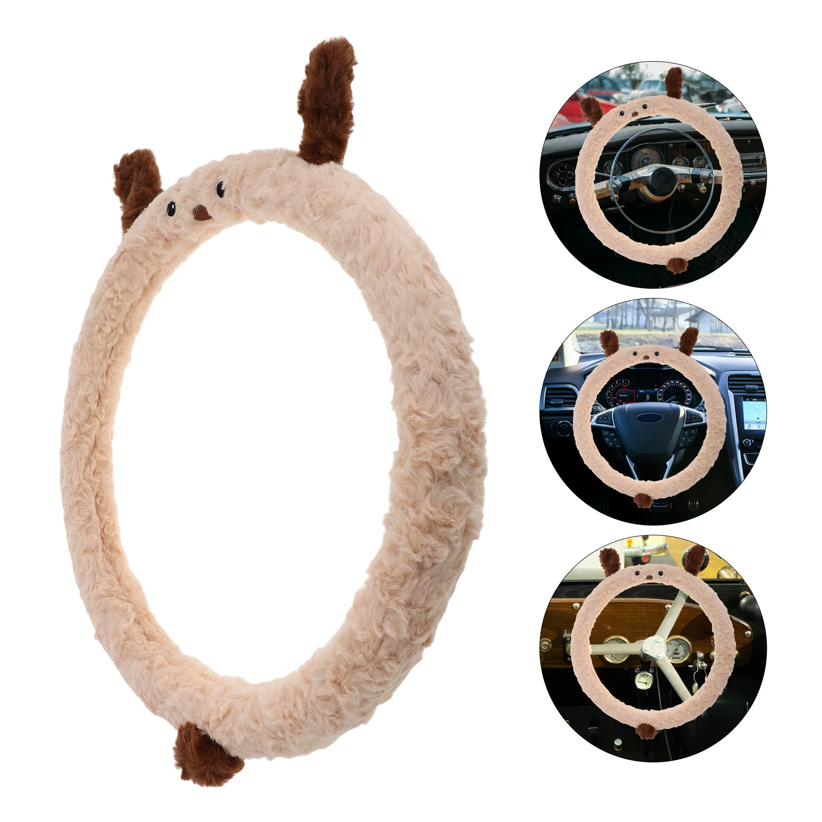 

Creative Non-Slip Kawaii Car Steering Wheel Cover for Women Girls All-Season Use Universal Fit Furry Car Accessories