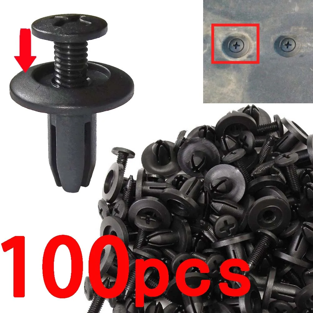 8mm Hole Door Rivet Plastic Clip 10-100pcs Fasteners Black Cars Lined Cover Barbs Rivet Auto Fasteners Retainer Push Pin Clips