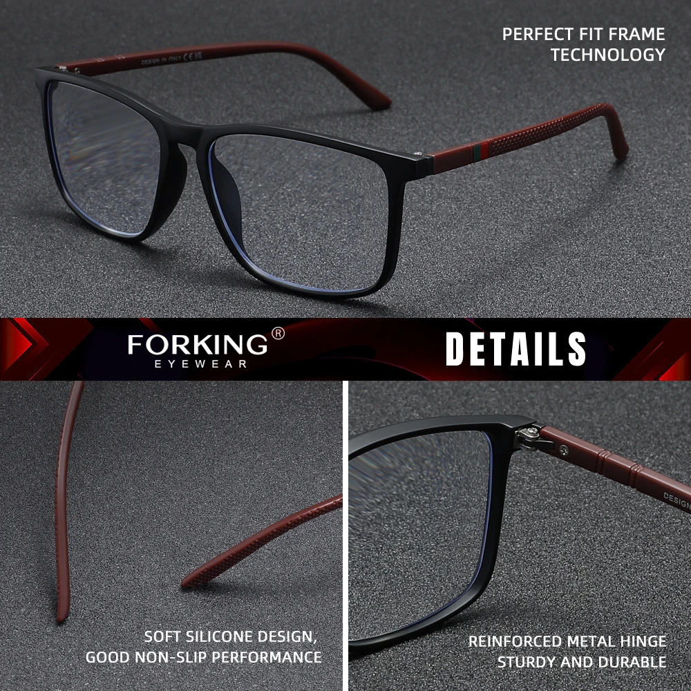 FORKING Rechteckige Lesebrille für Männer und Frauen mit Blaulichtfilter und Presbyopie-Korrektur +1.0+1.5+2.0+2.5+3.0+3.5 – Detail 1