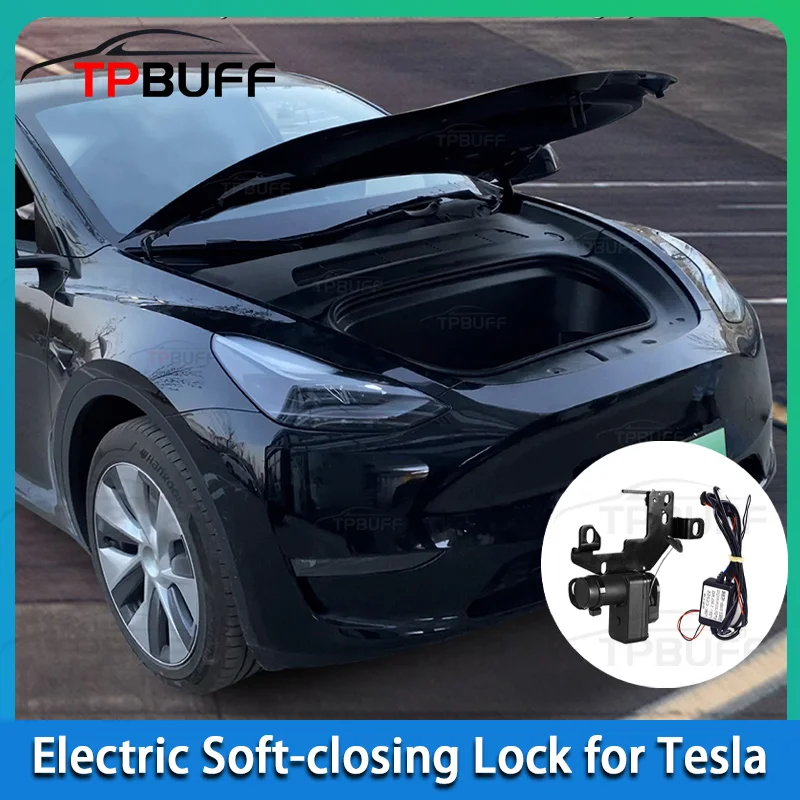 TPBUFF Front Spare Box Electric Lock Soft-closing for Tesla Model 3 Y X S 2021-2024 Automatic Adsorption Easy Installation 2023