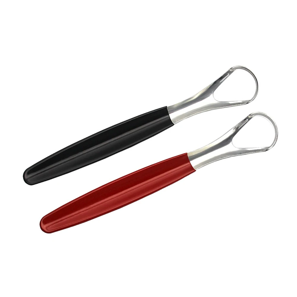 2 قطعة كاشطات اللسان من الفولاذ المقاوم للصدأ قابلة لإعادة الاستخدام أدوات تنظيف العناية بالفم مقبض مانع للانزلاق إزالة البلاك الفعال منظف اللسان