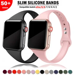 Slim Silicone strap for Apple watch band 45mm 44mm 41mm 40mm 38-42 mm Sport bracelet iWatch series 8 7 6 5 se 4 3 9 ultra 2 49mm