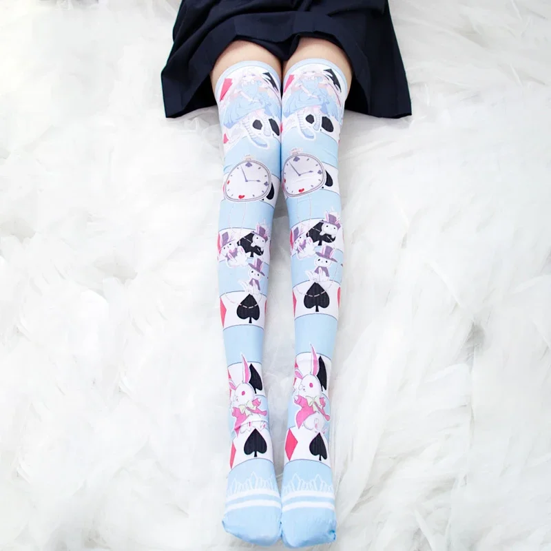 Cute Alice  Wonderland Cosplay Lolita Stockings Women Anime Kawaii Socks Japanese Thigh High Overknee Halloween Socks Gifts