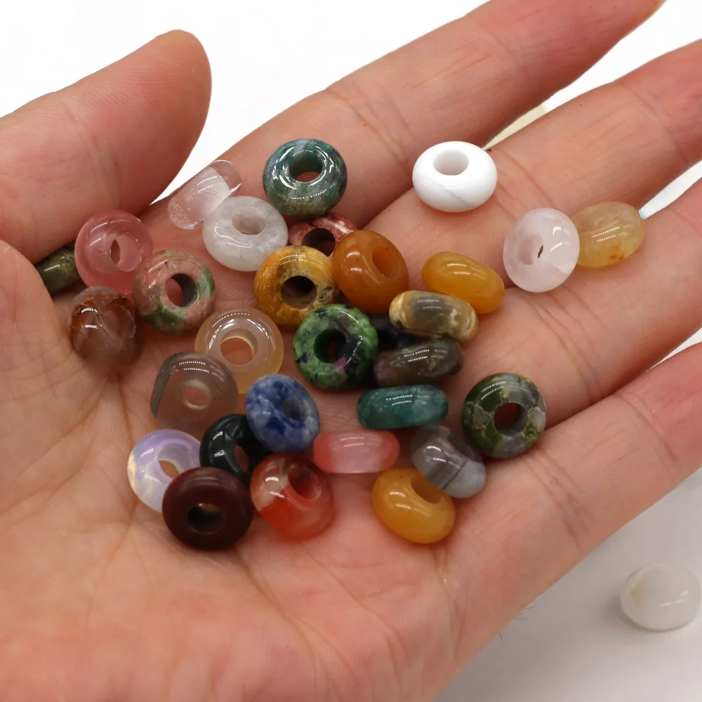 New 10pcs / Lot Natural Agates Beads Abacus Shape Big Hole Natural Stone Beads Size 5x10mm for Making  Jewelry Necklace Hole 4mm