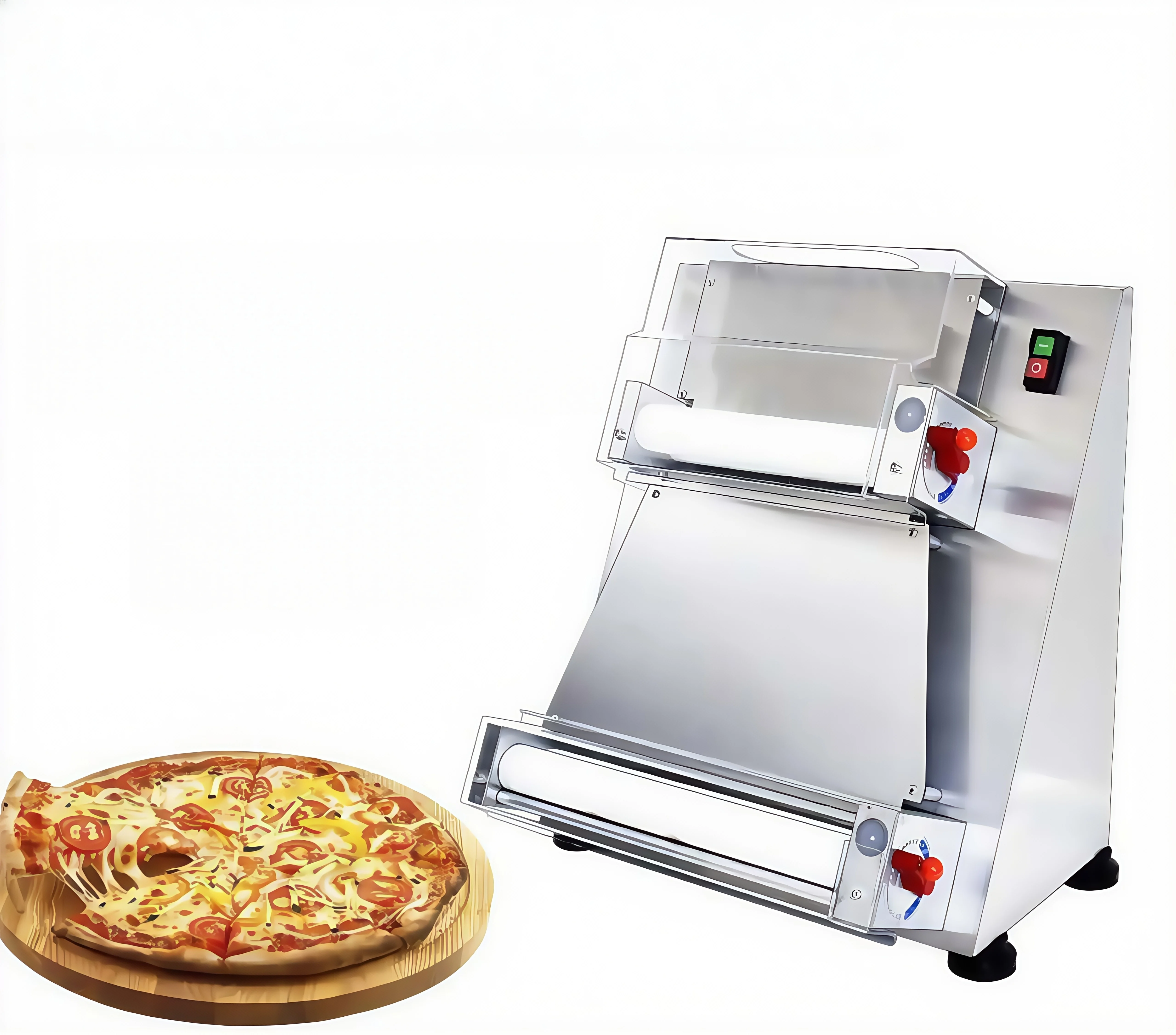 

Stainless Steel Pizza Press Dough Commercial Automatic Bakery Adjustable Portable Pizza Press 10-40CM Large Forming Machine