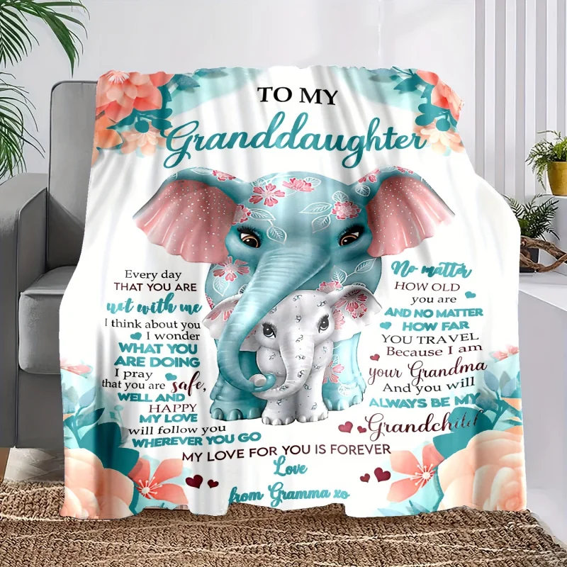 1 warm cozy elephant print flannel blanket for granddaughter - the perfect gift for grandma and - soft and soo