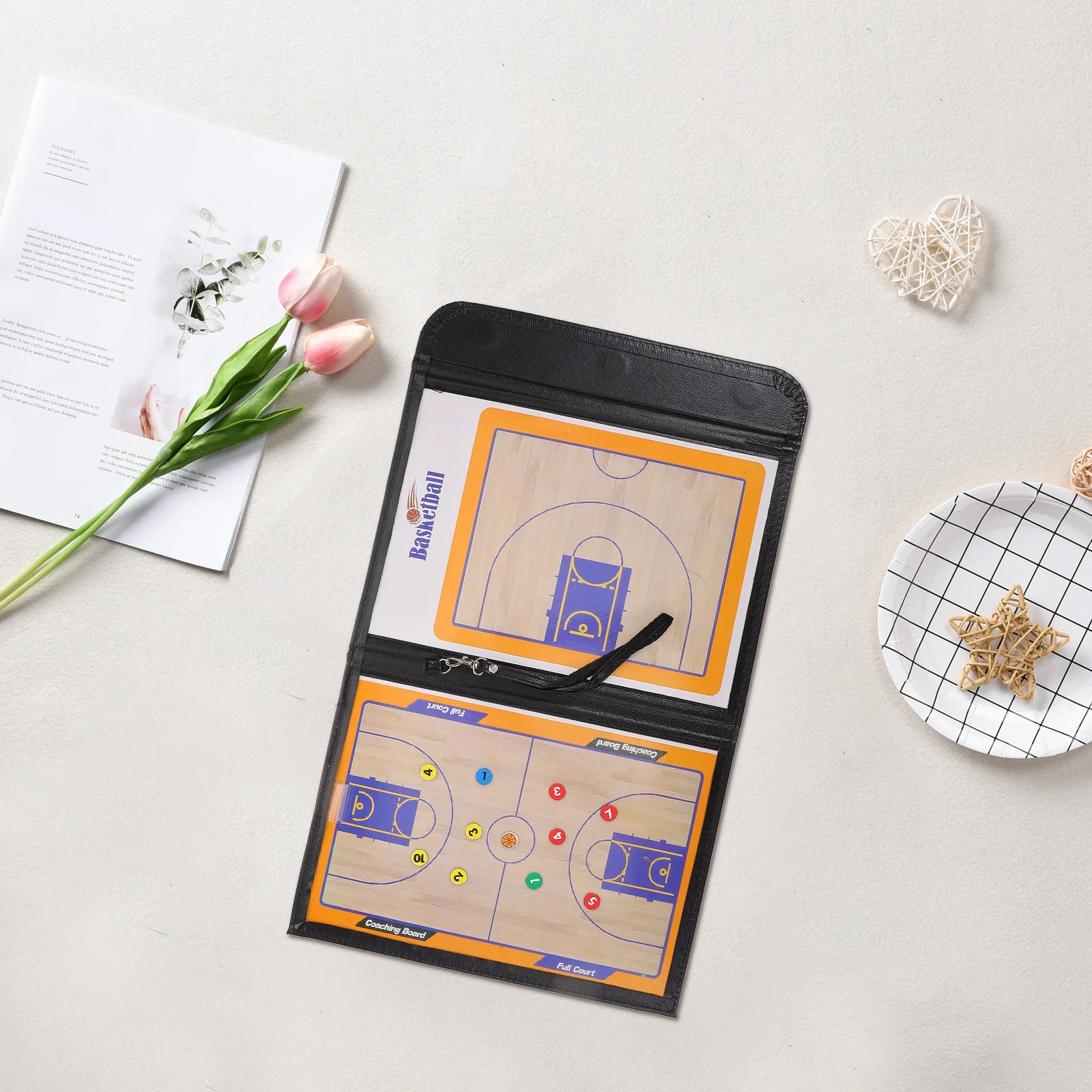 Складная баскетбольная тренерская доска, прочный баскетбольный буфер обмена из искусственной кожи для тренировочных матчей, демонстрационная игра