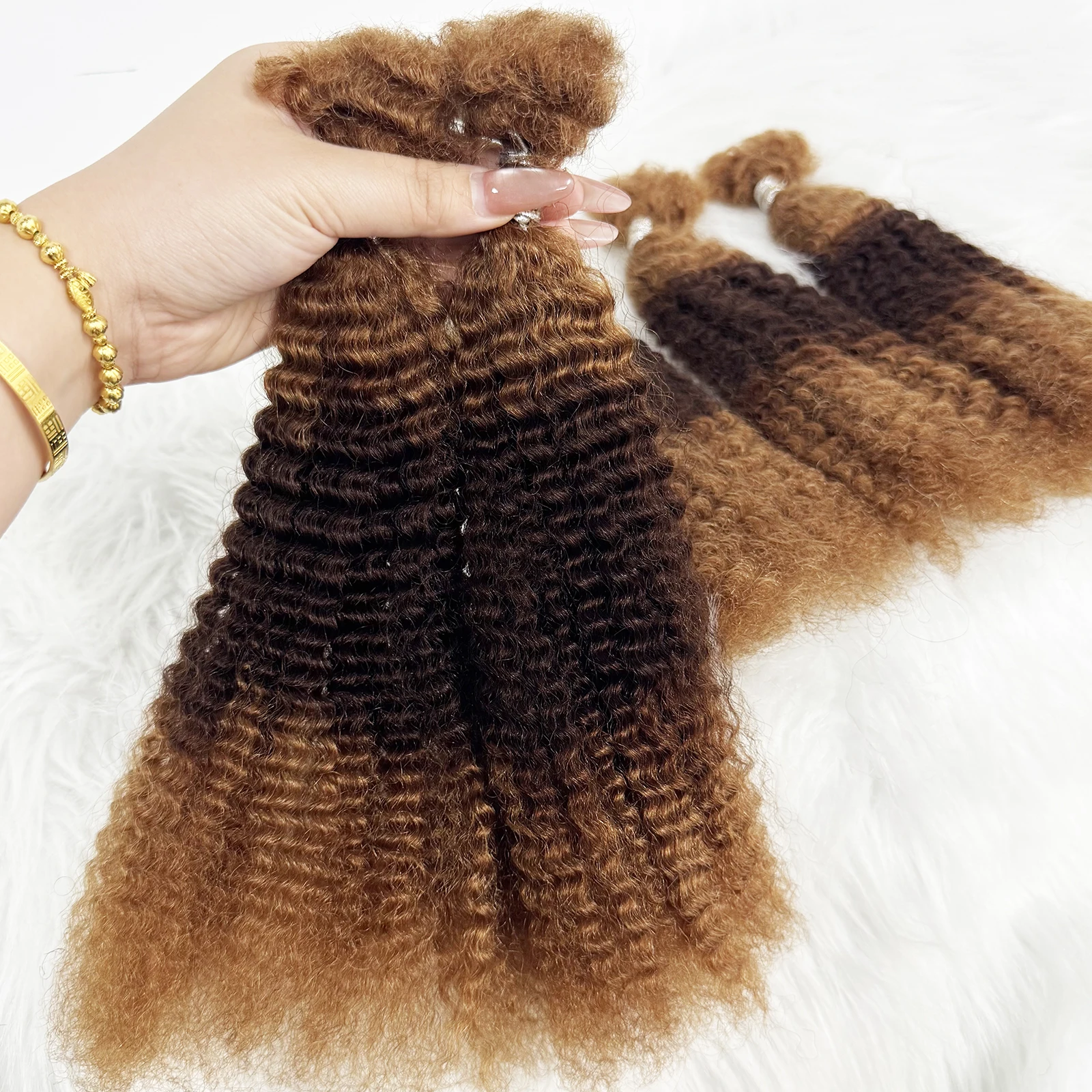 Afro Kinkys Bulk Human Hair 16 Inch Soft 4C Afro Kinky Curly Human Hair Bulk for Twist Locs Dreadlock Extensions for Braids
