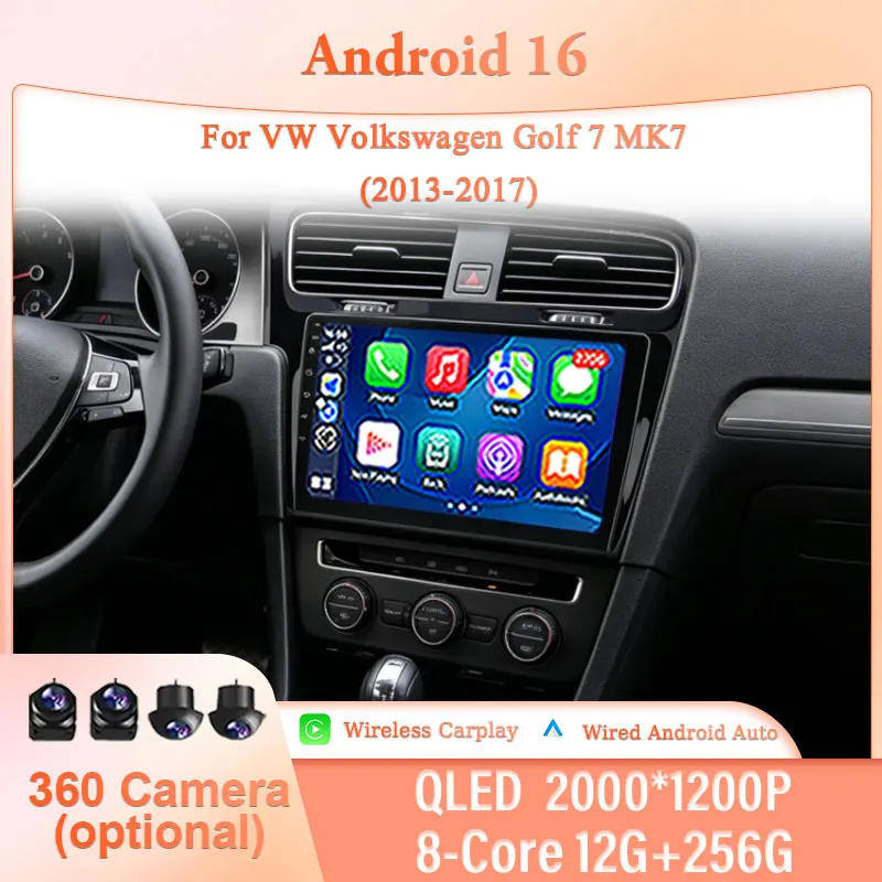 

10" Android 16 for VW Volkswagen Golf 7 MK7 2013-2017 Car Stereo IPS HD Audio Touch Screen Wireless CarPlay GPS Navi BT WiFi DSP
