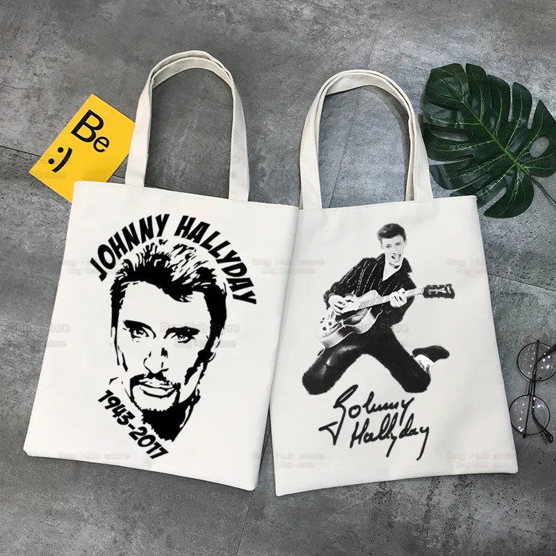 

Johnny Hallyday Singer Rock Shopper Bags Shopping Bag Tote Bag Shoulder Bag Canvas Bags Large Capacity College Handbag