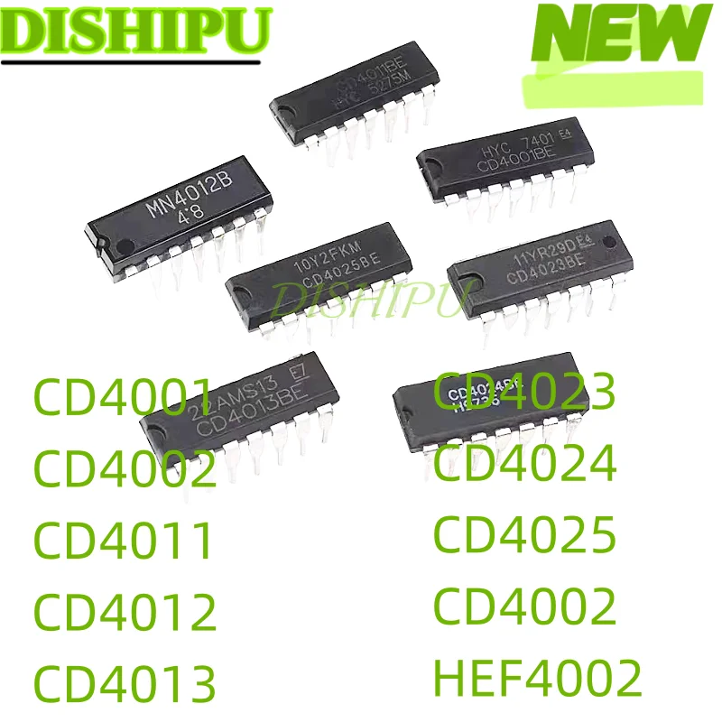 5PCS CD4001 CD4002 CD4011 CD4012 CD4013 CD4023 CD4024 CD4025 CD4002 HEF4002 chip DIP-14 IC