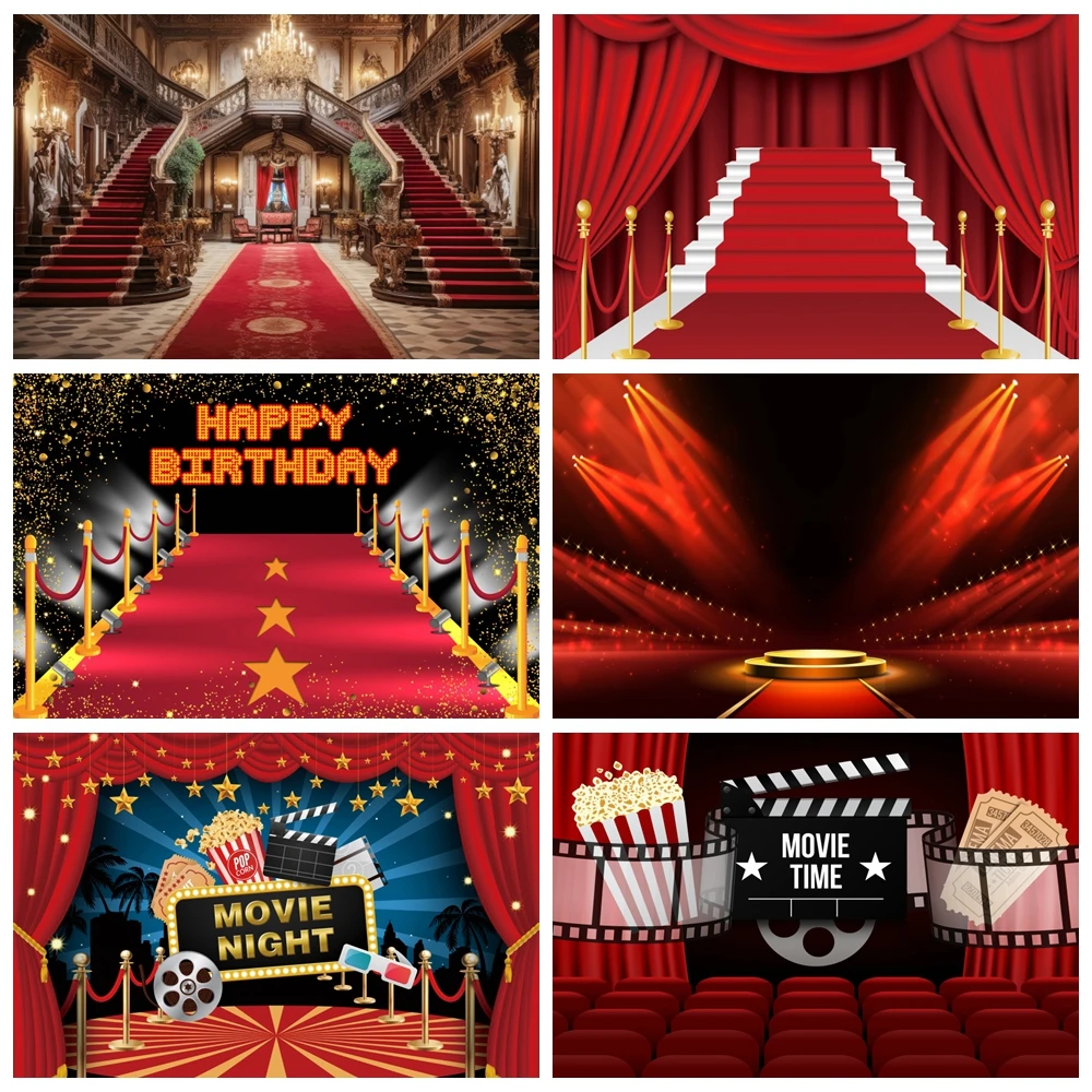 

Movie Theme VIP Red Carpet Event Backdrop Black Gold Baby Shower Graduate Birthday Party Cinema Show Ceremony Background Decor