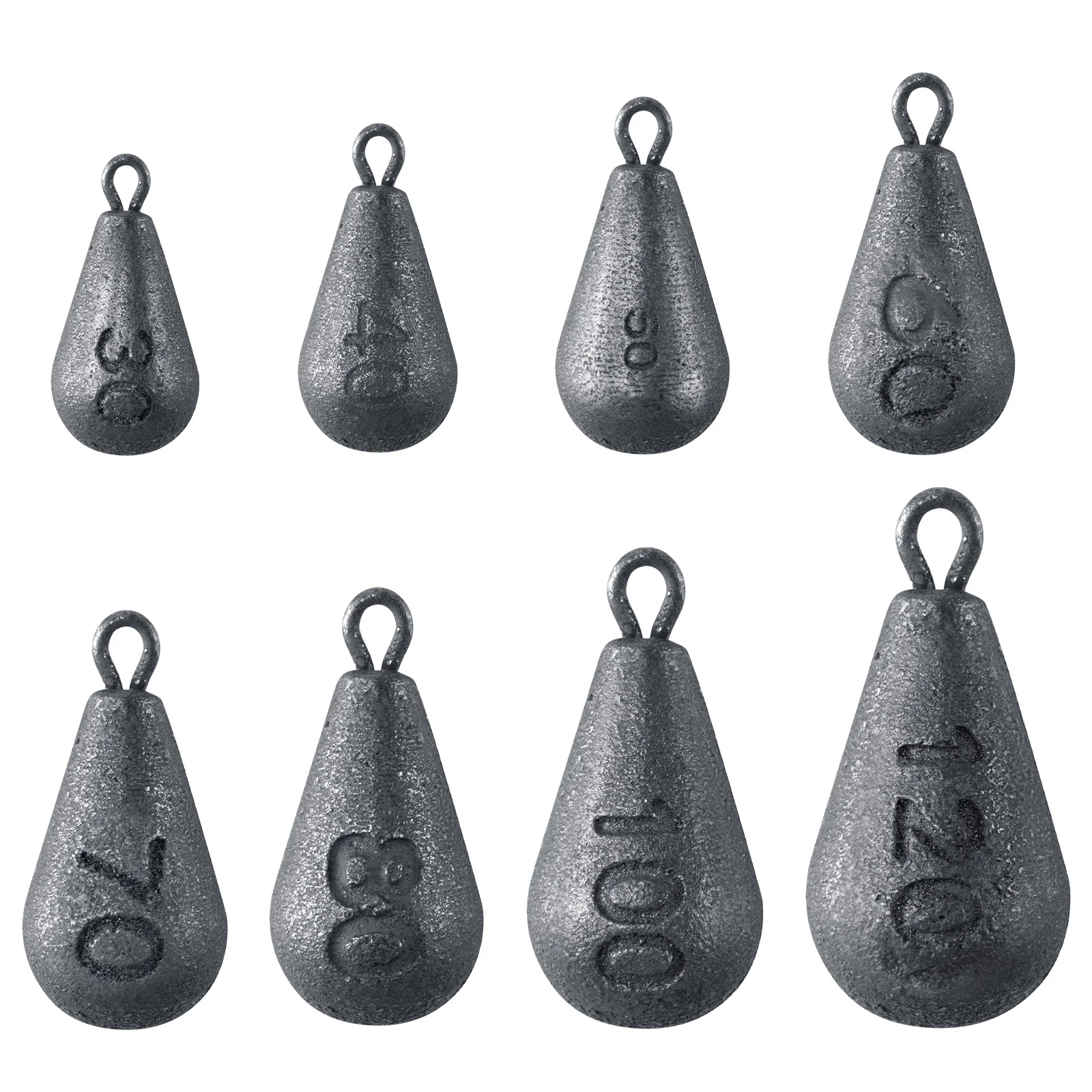 30g-750g Iron Fishing Weight Sinker Teardrop Shaped Sinker Long Casting Sea Fishing Drop Shot Weight with Ring Saltwater