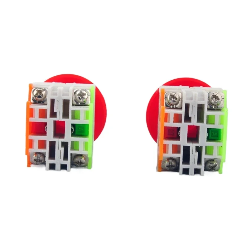 2 قطعة 10A 660 فولت IP55 1NO 1NC رأس الفطر الذاتي قفل الطوارئ وقف الضغط على زر الضغط 22 مللي متر LAY7 (PBCY090) LAY37