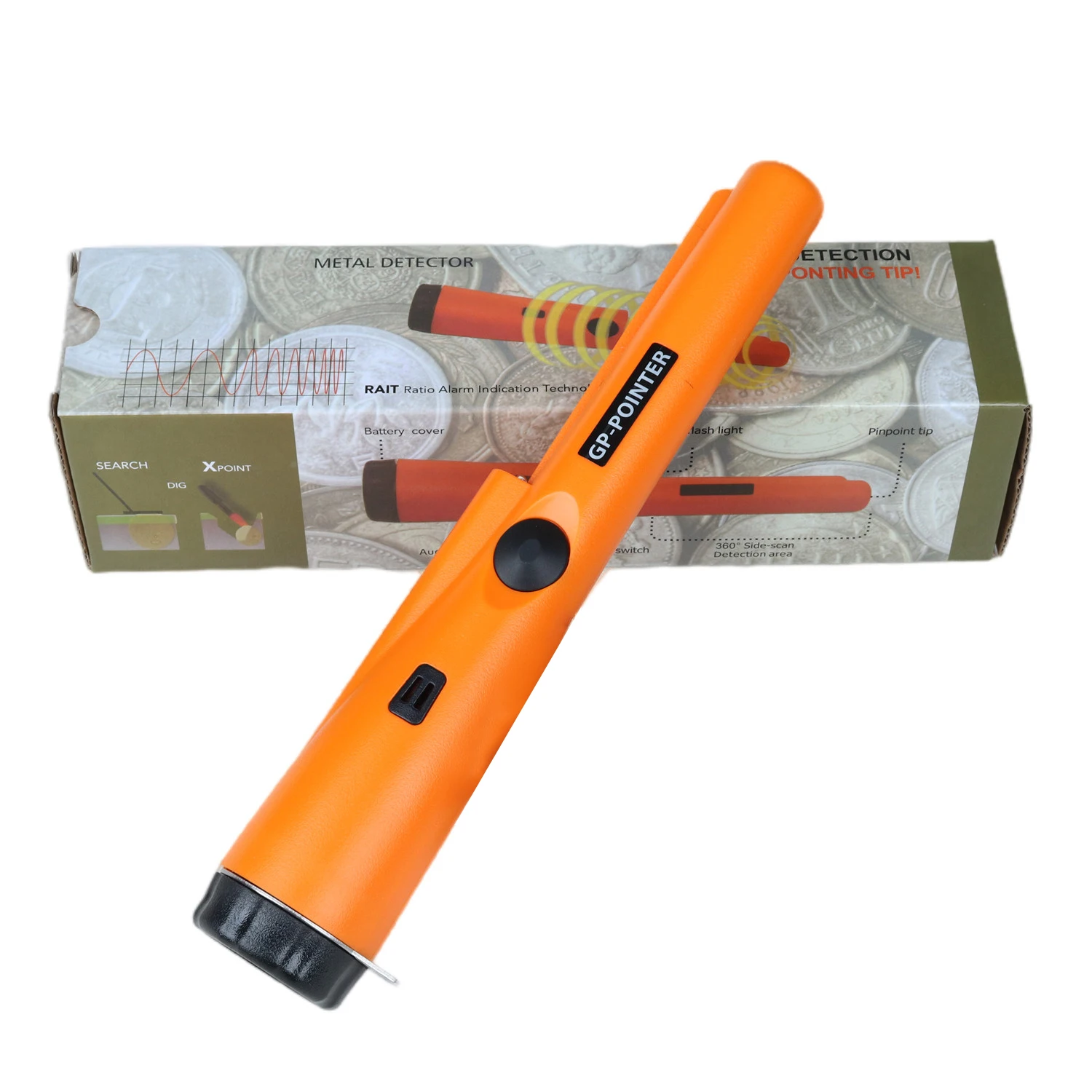 Metal Detector High Sensitive Professional Pinpointer with Belt Holster 360°Scanning All Metal Finder Locating Gold Silver Coin