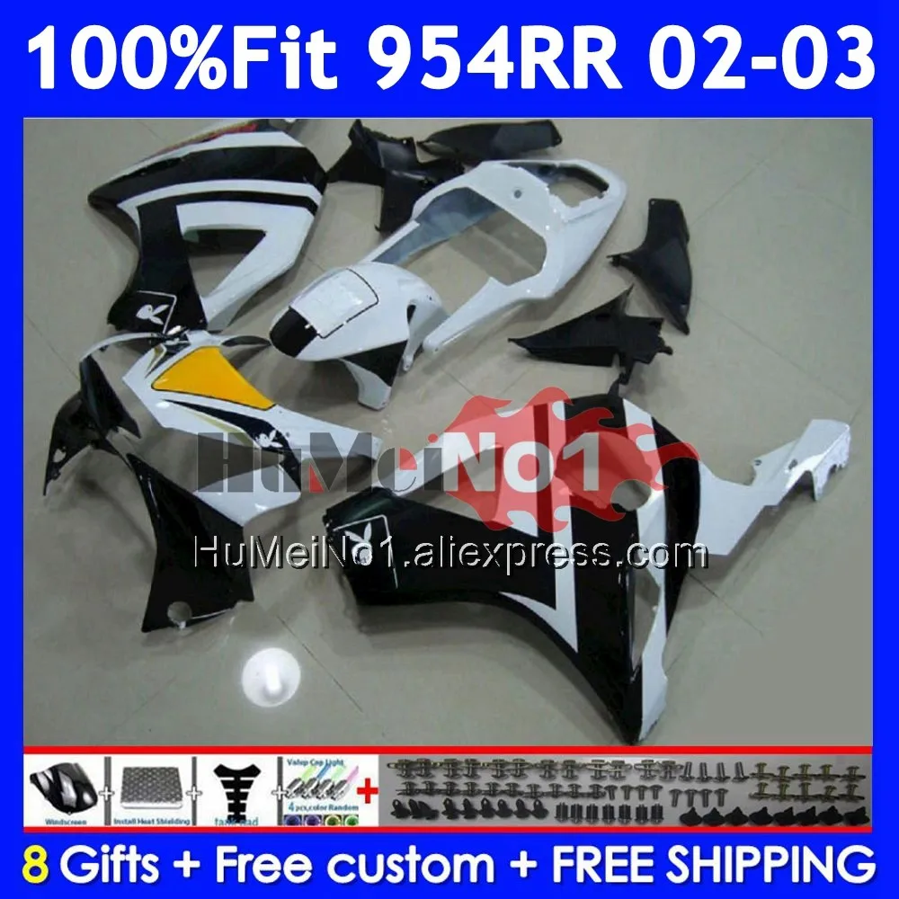 Body For HONDA CBR900RR CBR 900 954 RR CBR900 CC CBR954 RR 58No.31 CBR 954RR 900RR CBR954RR 2002 2003 Black white 02 03 Fairing