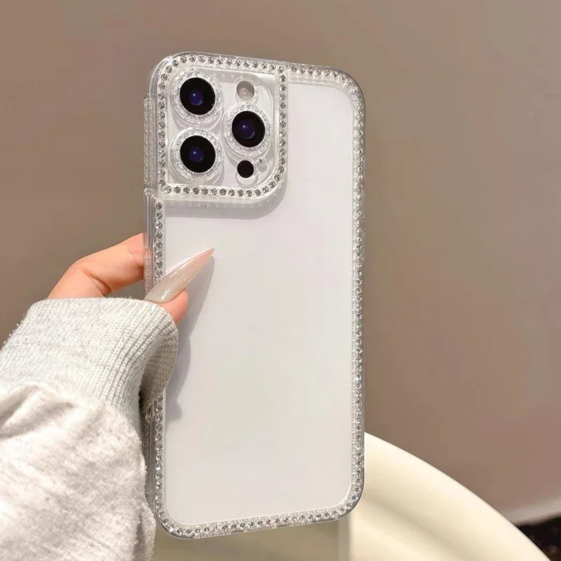 

Прозрачный чехол для телефона с блестками и бриллиантами для iPhone 17 Pro, чехол для iPhone 13 16 15 11 12 14 Pro Max 17, мягкий силиконовый прозрачный чехол