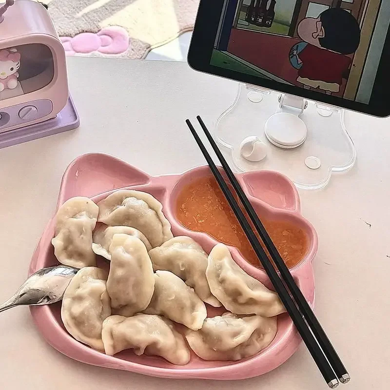 Hello Kitty Plate Cute Originality Cartoon Good-looking Household Small Plate Fashion Personality Simple Ceramics Dipping Plate