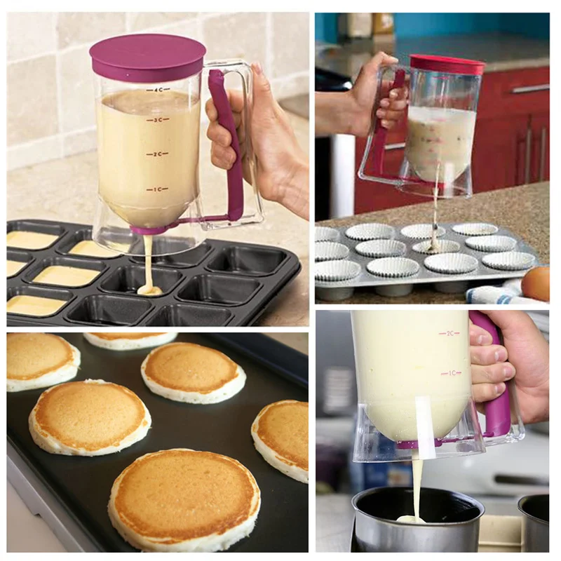 New 900ml Batter Dispensers Flour Paste Dispenser For Pancake Cookie Cupcakes Cake Muffins Measuring Cream Dough Dispensador