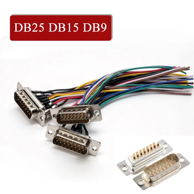 DB9 DB15 DB25 PVC Shield Electric Cable Connector RS232 485 COM Serial Port Plug Male Female Head Wire 20-100CM Signal Line