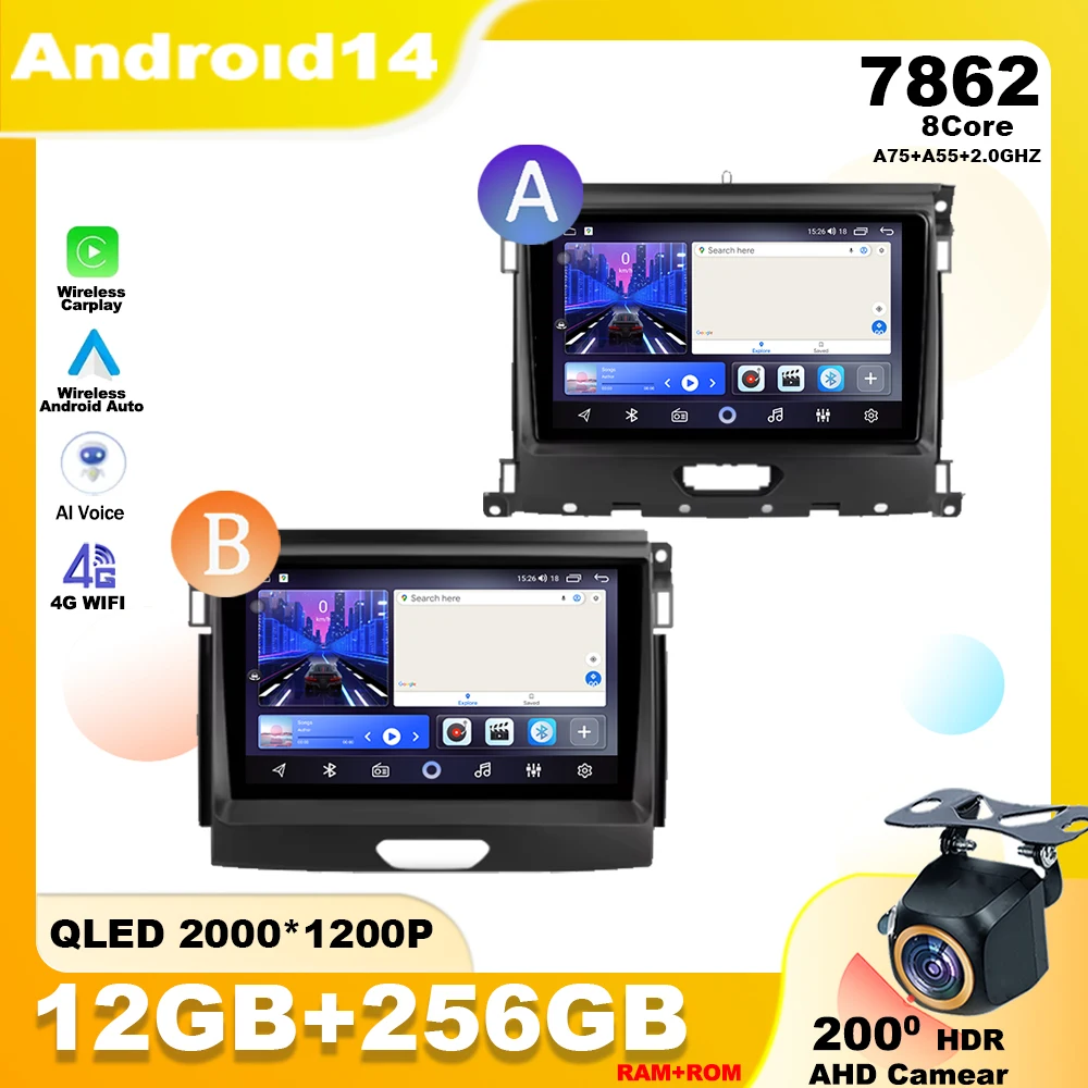 

Android 14 For Ford Ranger P703 2015 - 2022 Car Radio Multimedia Player Stereo Navigation GPS Wireless Carplay QLED Screen 7862