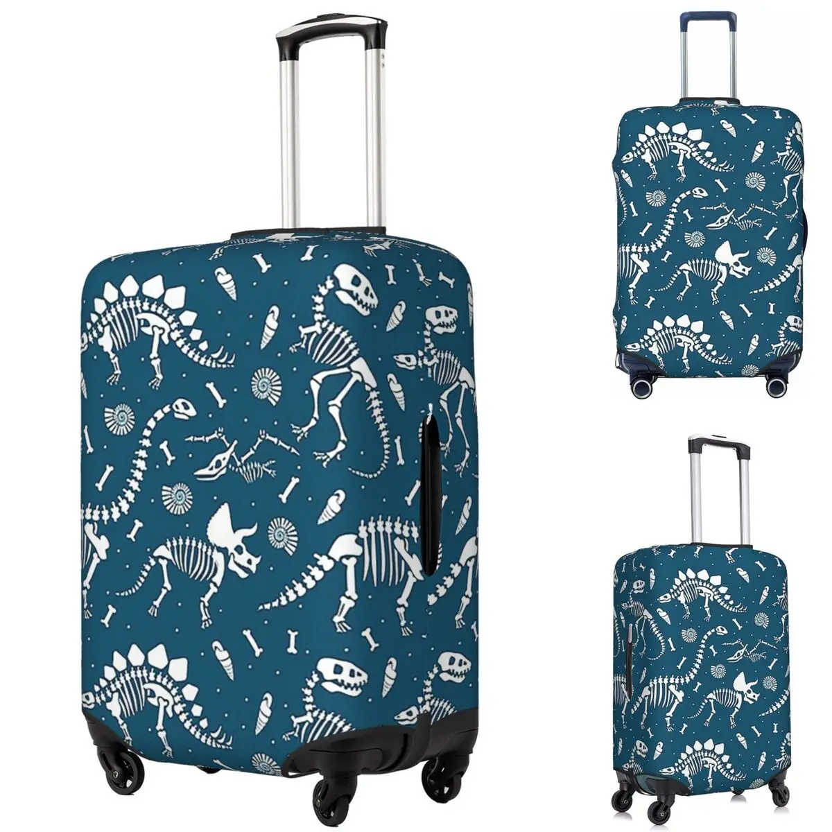 

Dinosaur Fossils In Blue Suitcase Cover Protection Elastic Trip Luggage Protector Covers for 18-32 Inch