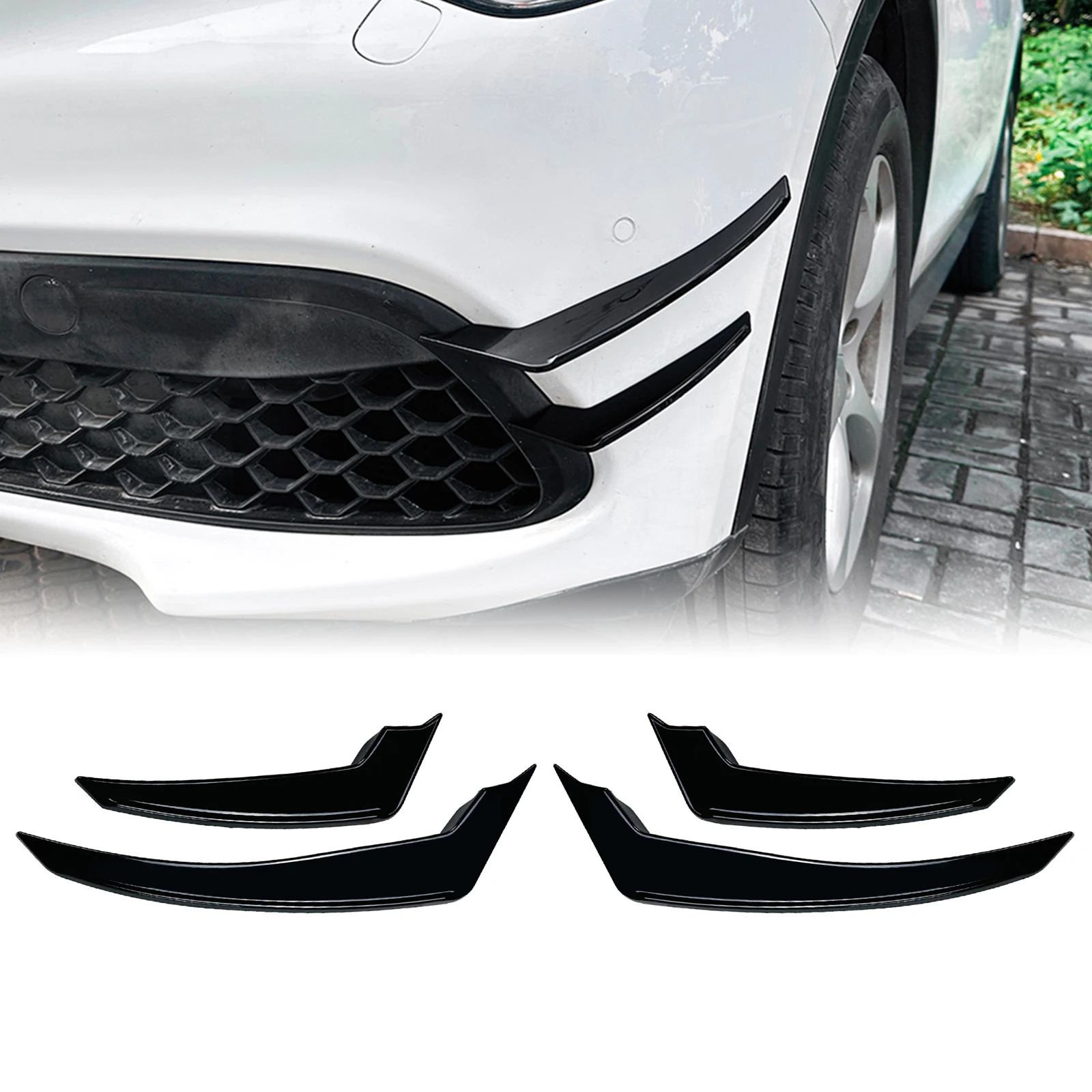 

Front Bumper Side Air Vent Outlet Trim Cover For Alfa Romeo Stelvio 2017-2025 Fog Light Hood Intake Frame Canards Splitter Kit