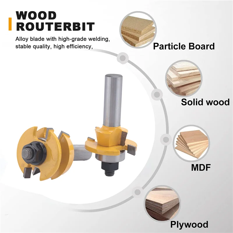 A72U 2PCS Rail Router Bit 1/2 Inch Shank Shaker Woodworking Chisel Cutter
