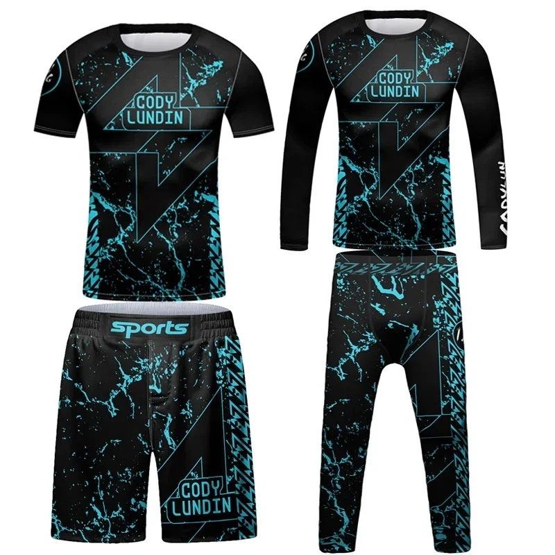 

MMA BJJ T-Shirt +Pants Sets Sports Wear for Kids Children Fighting Boxing Sportsuit Boys Gym Fitness Training Running Tracksuit