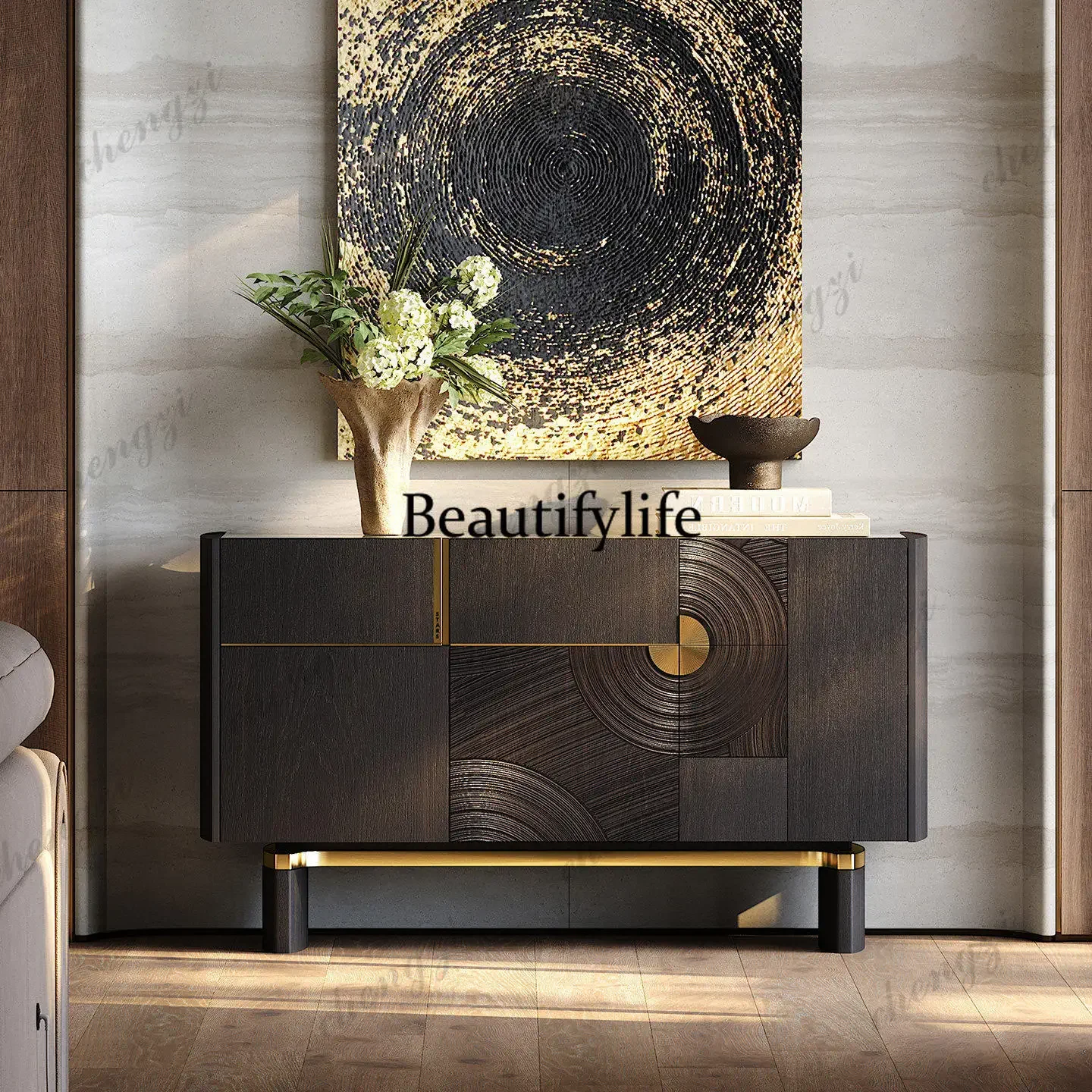 Light luxury, the entrance cabinet is facing the door, modern simple living room, entrance entrance tableN138
