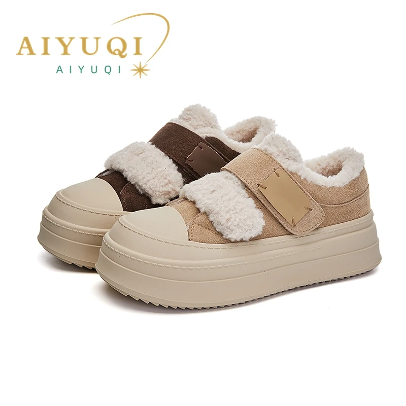 AIYUQI Women Sneaker Boots 2025 New Flat Female Winter Shoes Genuine Leather Non-slip Large Size Fashion Women Vulcanized Shoes