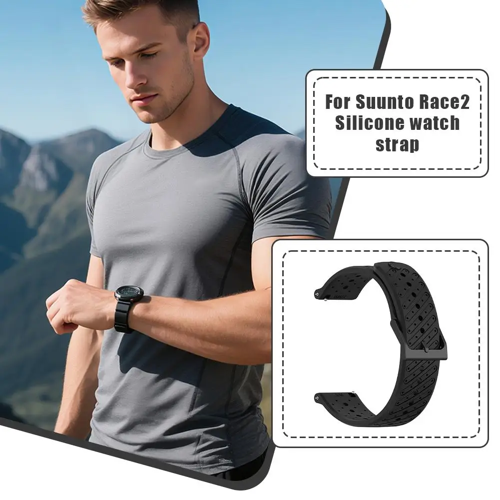 Correa de silicona de 22mm para Suunto RACE 2/RACE/Correa de reloj Vertical para Suunto 5/9 Peak Pro pulsera accesorios de repuesto