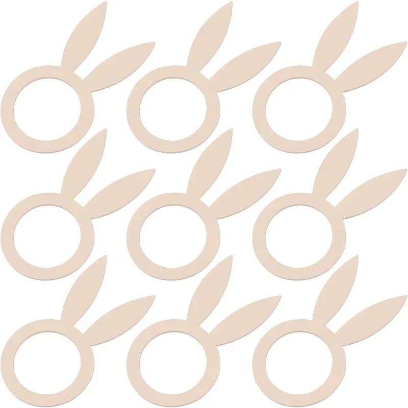 

10pcs Wooden Bunny Napkin Rings, Easter Bunny Ear Napkin Rings for Easter Dinner Weddings Party Table Decor