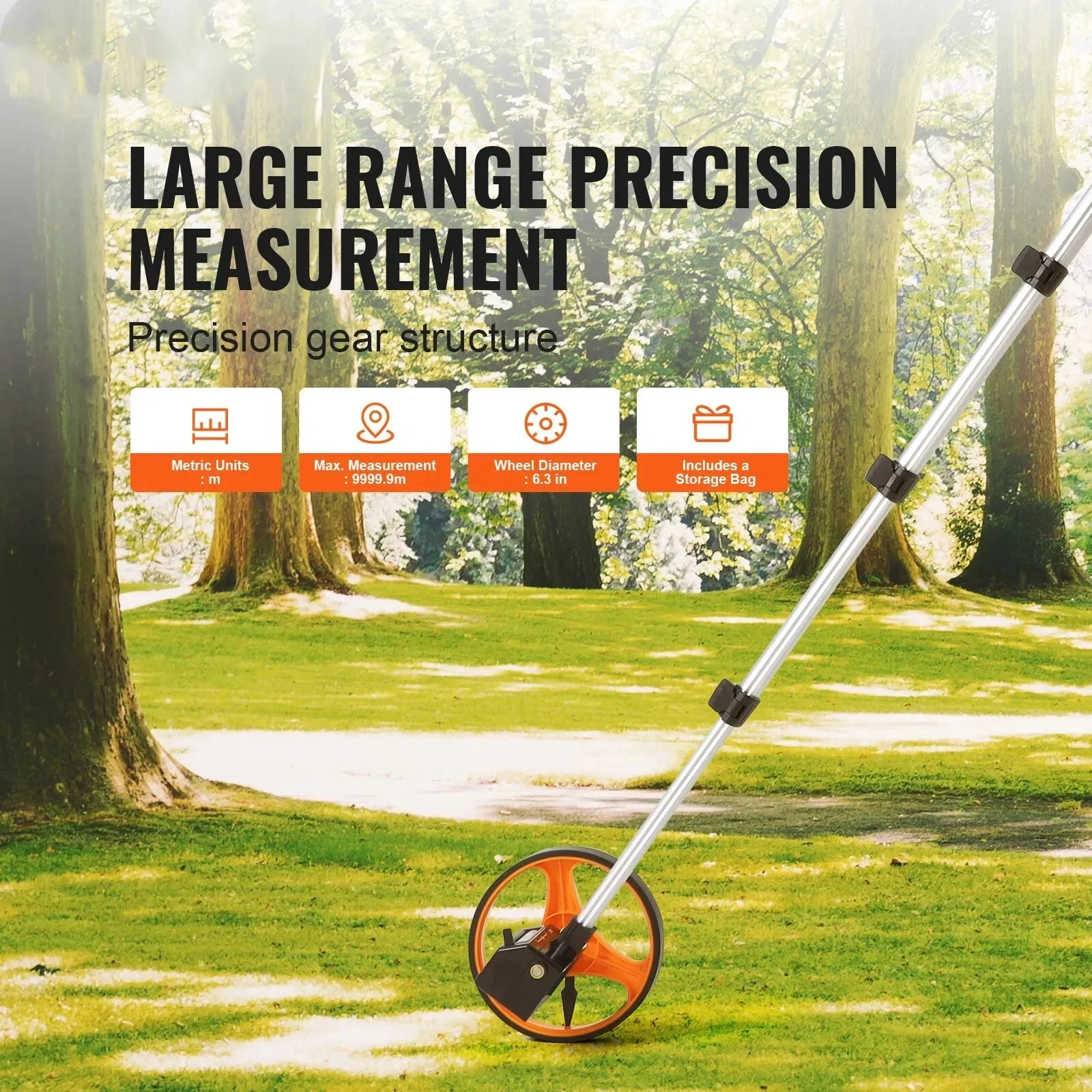 

Measuring Wheel 6.3" 9999m Distance Walking Telescoping Handle w/ Bag