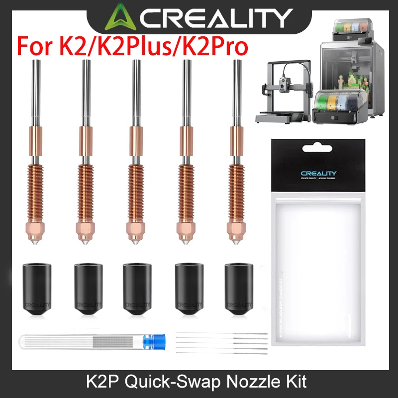 

Creality Official K2P Quick-Swap Nozzle Kit for K2/K2Pro/K2plus,Creality Hi 3D Printer, with0.2,.4,0.6,0.8,1.0mm Hardened Steel