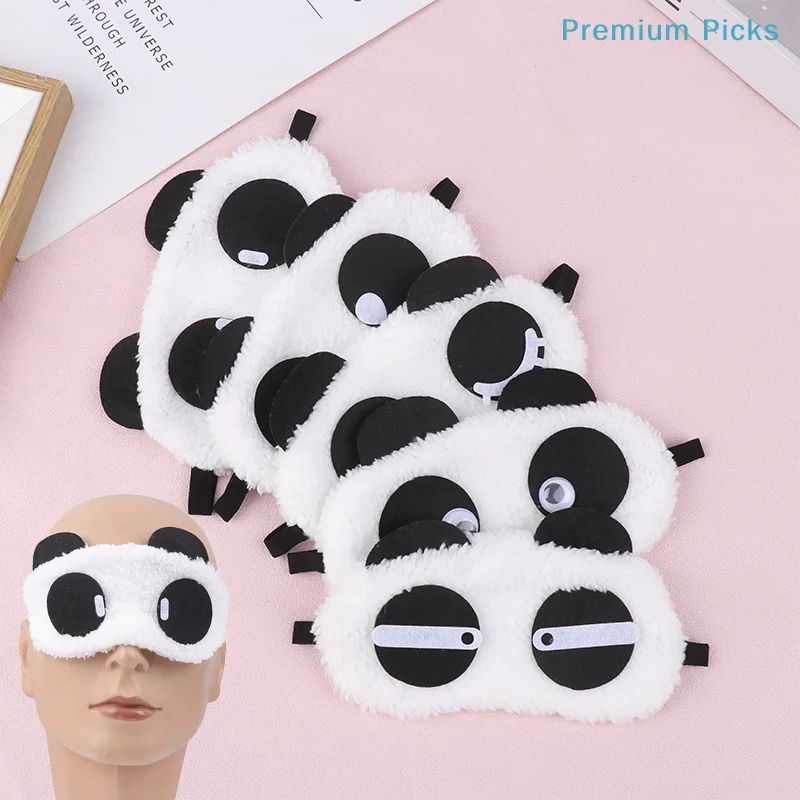 portableCute Design Fashion Accessories Plush Panda Face Eye Mask Travel Sleeping Soft Eyeshade Portable Sleeping Cover
