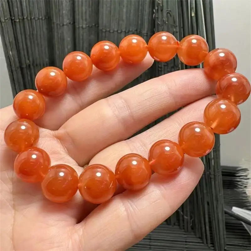 12MM Natural Red Rabbit Hair Quartz Bracelet Handmade Stretch Rope Bracelet Luxury Jewelry Energy Healing Gift