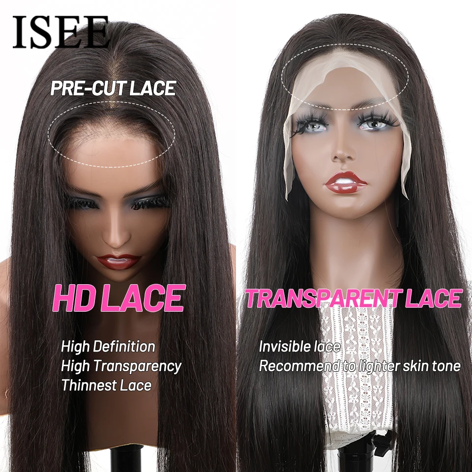 Wear Go ISEE HAIR Wigs Brazilian Straight Human Hair Wig Glueless Wig Human Hair Ready To Wear 6x4 Lace Pre Cut No Glue HD Wig