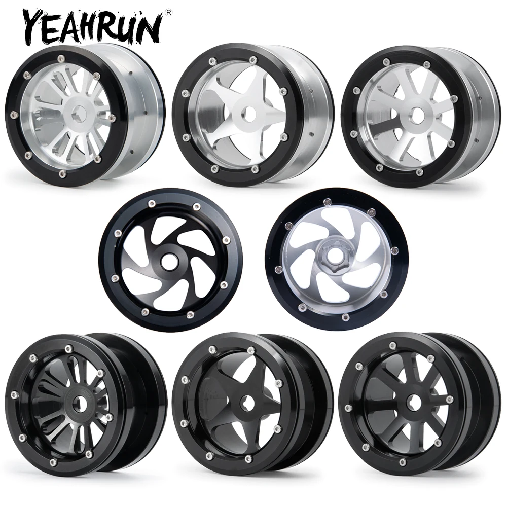 YEAHRUN 4Pcs 2.2 inch Metal Alloy Beadlock Wheel Rims Hubs for Axial SCX10 Wraith 90018 TRX-4 1/10 RC Crawler Car Upgrade Parts