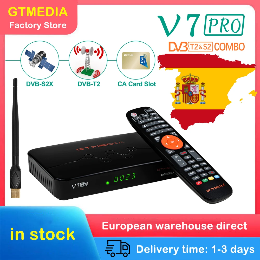 GTMEDIA V7 PRO Satellite Tv Receiver 1080P Full  HD DVB-S/S2X+T/T2  Support H.265 AVS+ PowerVu DRE & Biss Key Satellite TV Box