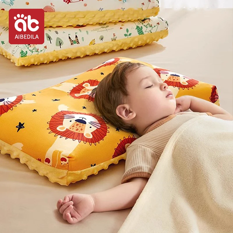AIBEDILA Toddler Pillow Double Sided Breathable Soft Cotton Kids Pillow 50-30cm Neck guard Skin-friendly Small Pillow 1-6Y