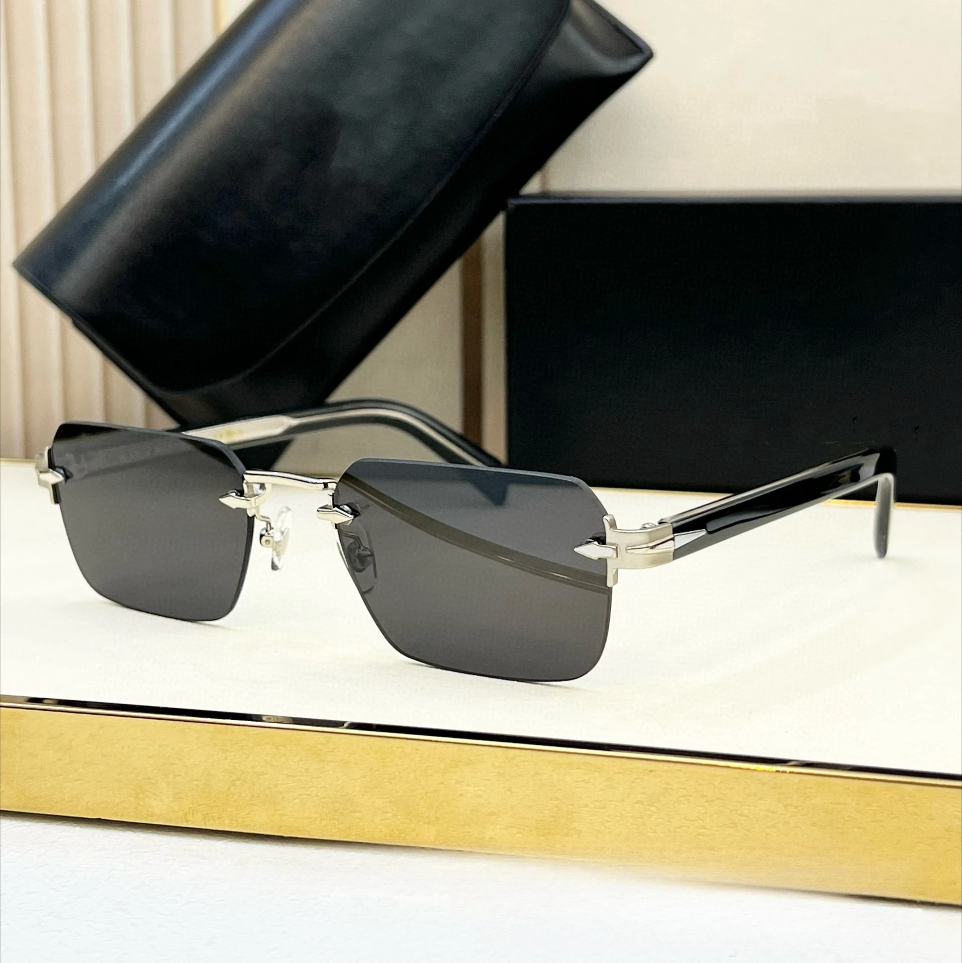 المصمم الأصلي DB7116 نظارات شمسية رجالية جديدة يابانية مطلية بالمعدن بدون إطار نظارات شمسية عصرية للأعمال