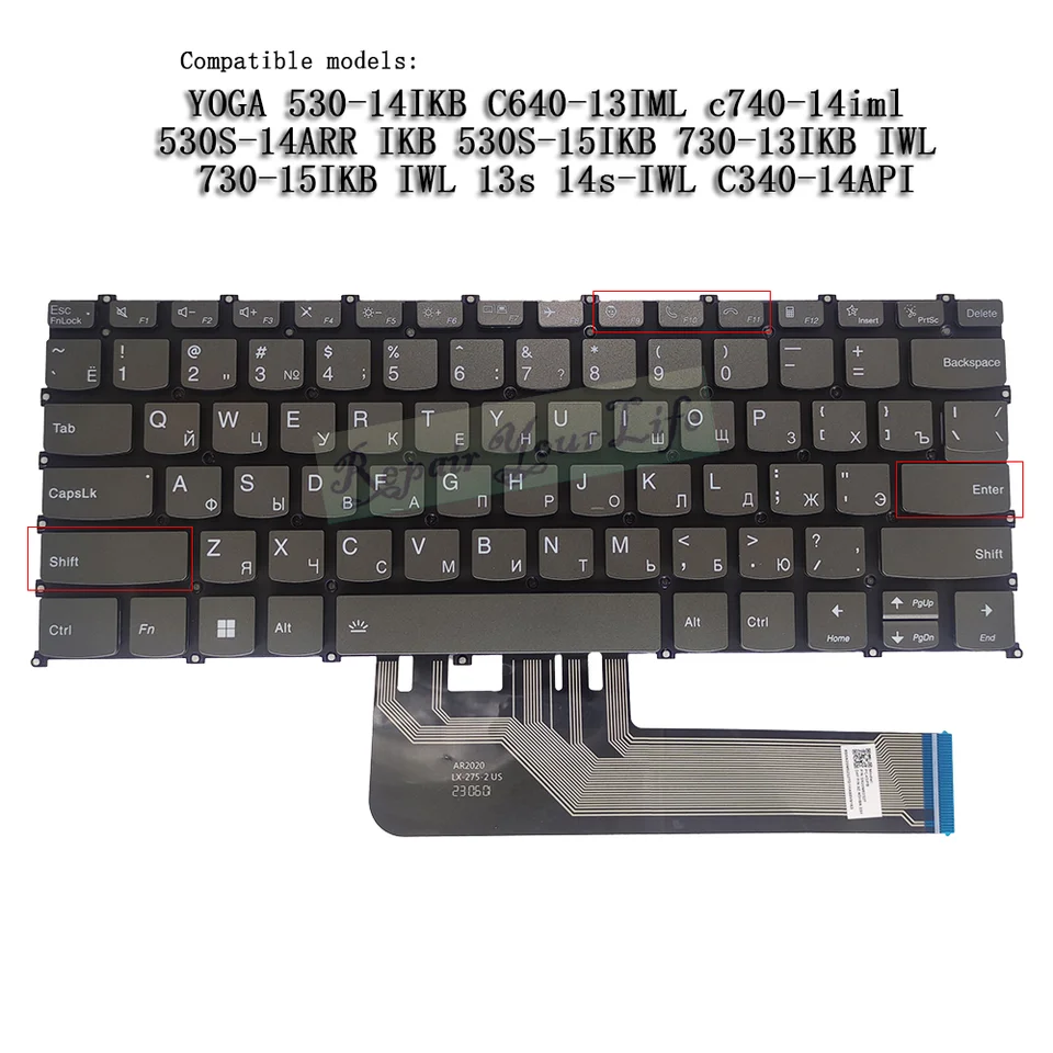 US UA Russian Arabic Backlit Keyboard for Lenovo Yoga 6-13ARE05 6